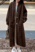 Cable Look Faux Fur Long Coat