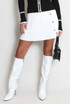 Pleated Fine Knit Mini Skirt With Buttons