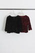 Sequin Quarter Sleeve Croptop