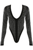 Embellished Plunge Thong Bodysuit
