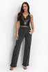 Full Diamante Embellished Wide Fit Jeans