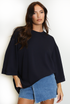Oversized T-shirt With 3/4 Sleeve