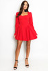 Long Sleeve Godet Mini Dress Long Sleeve Godet Mini Dress
