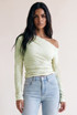 Waffle Asymmetric One Shoulder Top