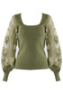 Ribbed Top With Heart Lace Sleeves