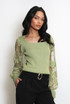 Ribbed Top With Heart Lace Sleeves