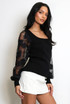Ribbed Top With Heart Lace Sleeves
