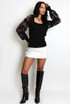 Ribbed Top With Heart Lace Sleeves