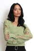 Ribbed Top With Heart Lace Sleeves