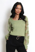 Ribbed Top With Heart Lace Sleeves