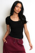 Short Sleeve Fitted Ribbed Top