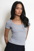 Short Sleeve Fitted Ribbed Top