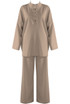Oversized Button Neck Sweatshirt And Trouser Set