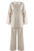 Oversized Button Neck Sweatshirt And Trouser Set