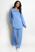 Oversized Button Neck Sweatshirt And Trouser Set