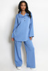 Oversized Button Neck Sweatshirt And Trouser Set