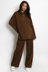 Oversized Button Neck Sweatshirt And Trouser Set