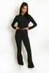 Embellished Fitted Zip Hoodie And Flare Trouser Set