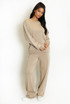 Contrast Piping Sweatshirt And Wide Leg Jogger Set