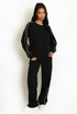 Contrast Piping Sweatshirt And Wide Leg Jogger Set
