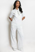 Casual Bow Neck Top And Trouser Set