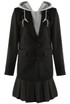 Blazer With Hoodie Insert And Skirt Set