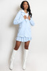 Blazer With Hoodie Insert And Skirt Set