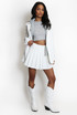 Blazer With Hoodie Insert And Skirt Set