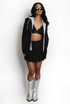 Blazer With Hoodie Insert And Skirt Set