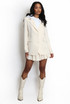 Blazer With Hoodie Insert And Skirt Set