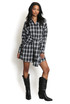 Check Tie Front Shirt Dress Check Tie Front Shirt Dress
