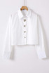 Heart Button Boxy Cropped Shirt