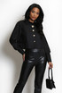 Heart Button Boxy Cropped Shirt
