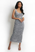 Sequin Square Neck Midi Dress 