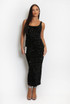 Sequin Square Neck Midi Dress