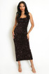 Sequin Square Neck Midi Dress 