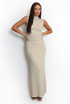 Textured Stretch High Neck Top And Skirt Set