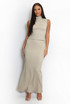 Textured Stretch High Neck Top And Skirt Set