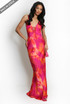 Watercolour Satin Cut Out Back Maxi Dress