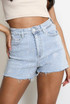 Diamante Unfinished Hem Denim Shorts
