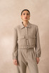 Snap Button Cropped Tailored Jacket Snap Button Cropped Tailored Jacket