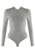 Ribbed Zip Front Hooded Bodysuit