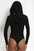 Ribbed Zip Front Hooded Bodysuit