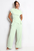 Asymmetric Ruched Top And Pleat Front Trouser 
