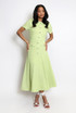 Classic Swing Midi Dress With Button Detail 