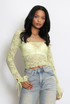 Sheer Lace Top With Tie Cuff