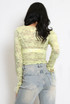 Sheer Lace Top With Tie Cuff