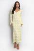 Floral Lace V Neck Maxi Dress 