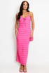 Textured Tie Front Strappy Midi Dress