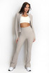 Zipped Gym Top And Flare Trouser Set